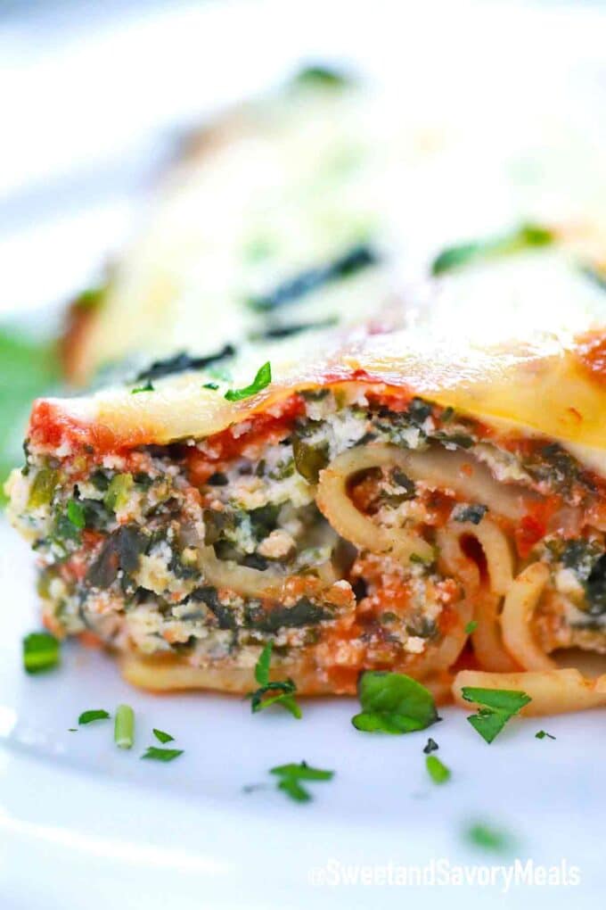 spinach lasagna slice