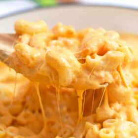 spoonful of cheesy pumpkin Mac and cheese