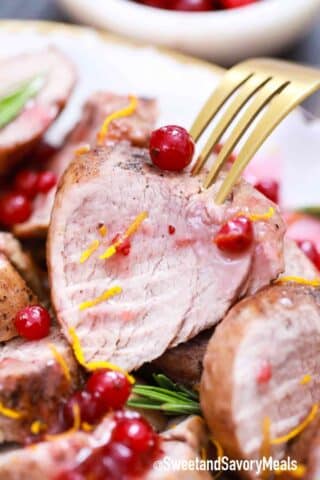 sliced cranberry orange pork tenderloin