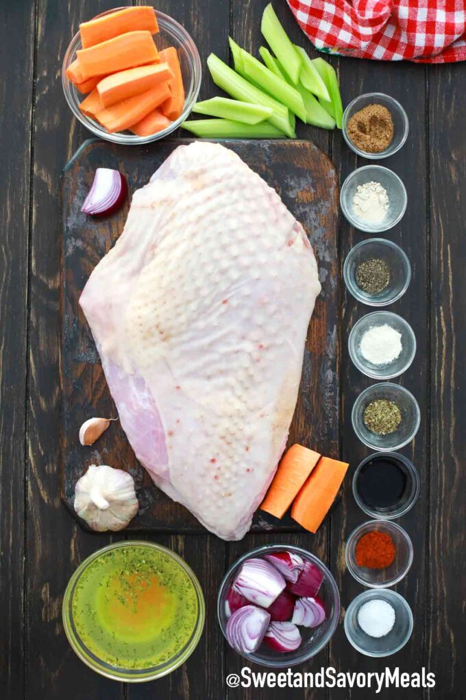 slow cooker turkey breast ingredients on a table