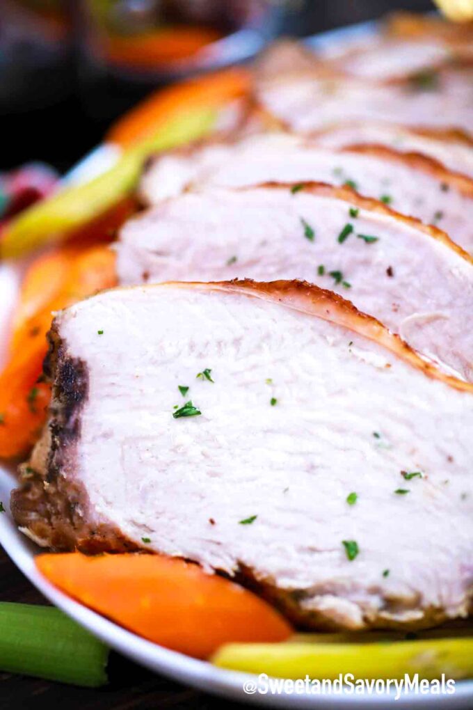 sliced turkey breast with veggies