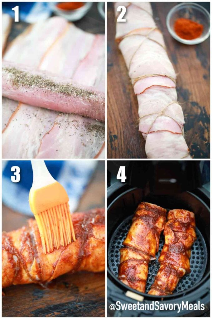steps how to make air fryer bacon wrapped pork tenderloin