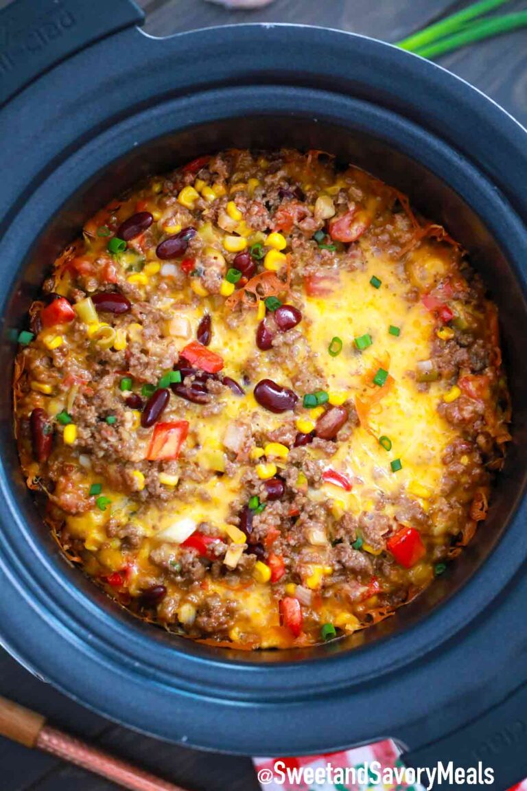 Slow Cooker Taco Casserole - Sweet and Savory Meals