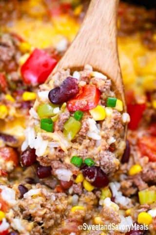 a spoonful of crockpot taco casserole