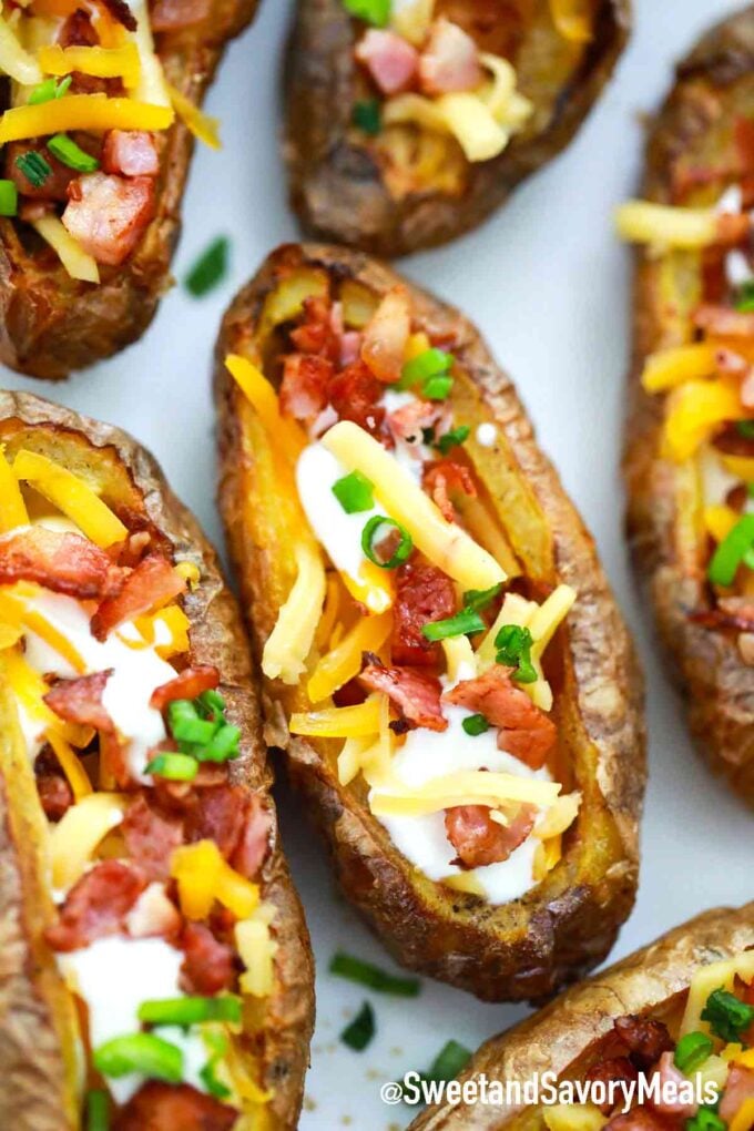 potato skins with cheese and bacon