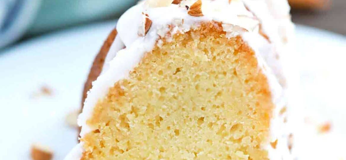 almond bundt cake slice