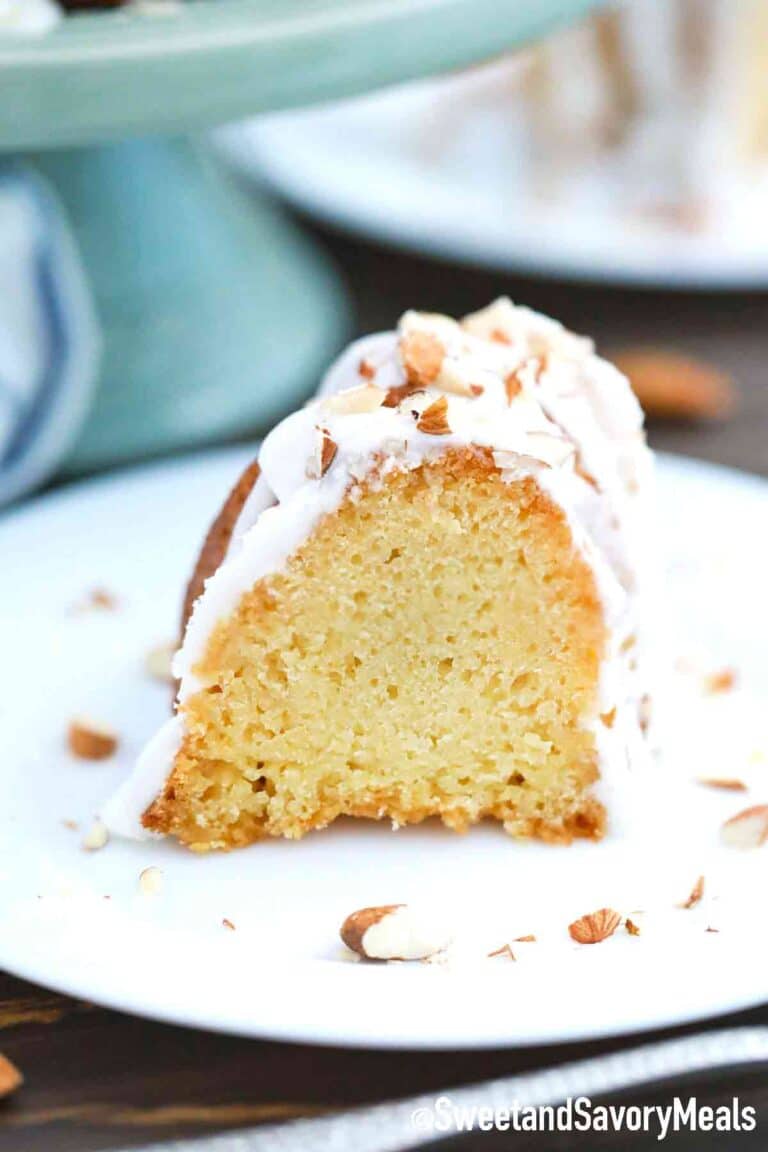 almond bundt cake slice