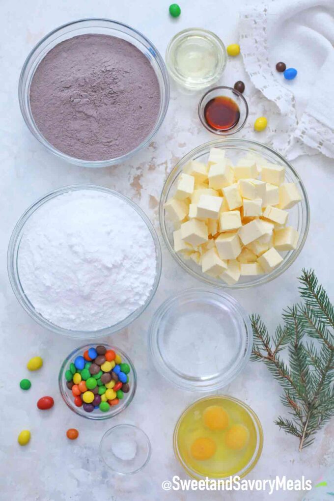 ingredients in bowls on a white table