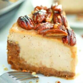slice of pecan cheesecake