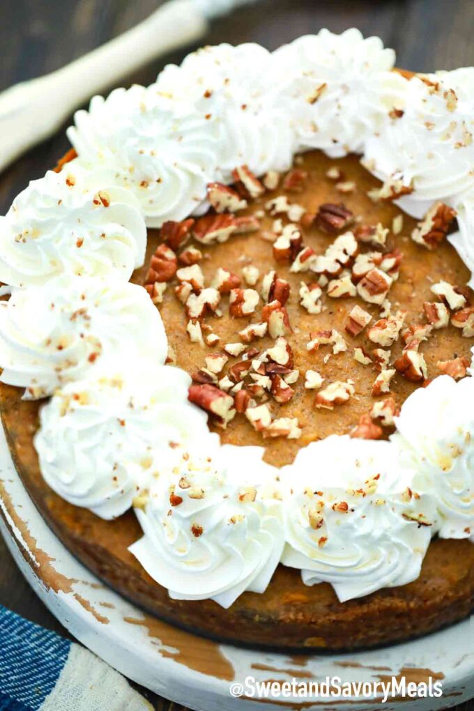 sweet potato pie with whipped cream