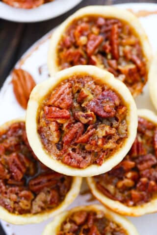 Homemade mini pecan pie tarts.