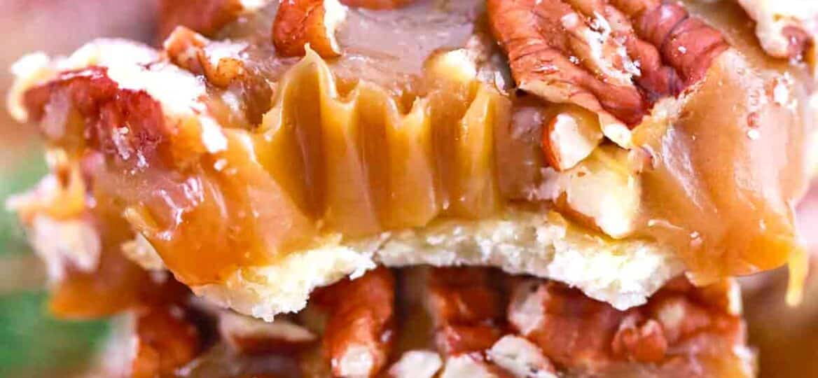 pecan pie fudge squares stacked