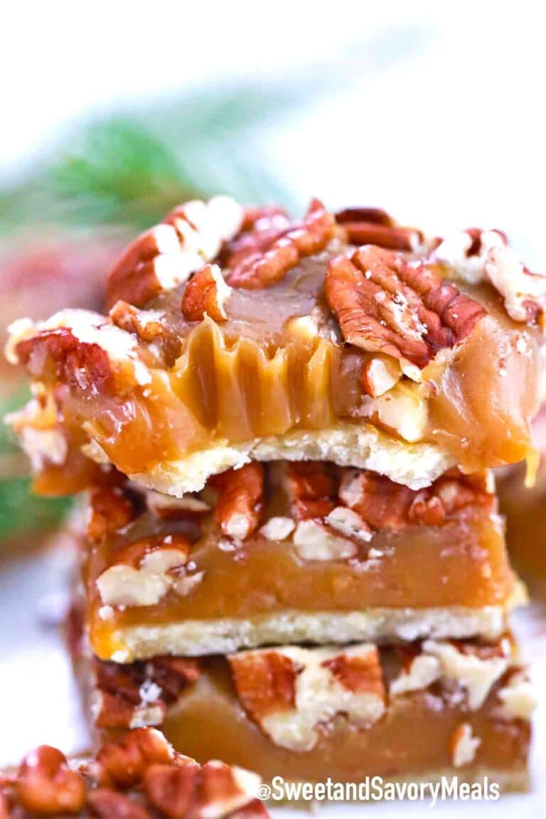 pecan pie fudge squares stacked