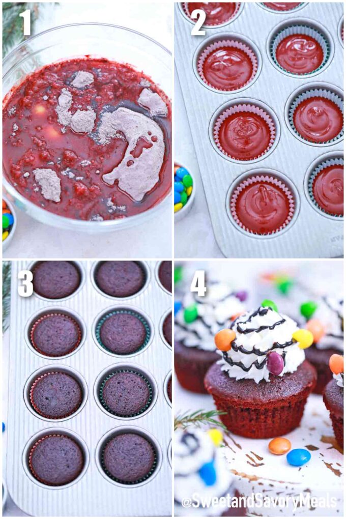 steps how to make Christmas light cupcakes