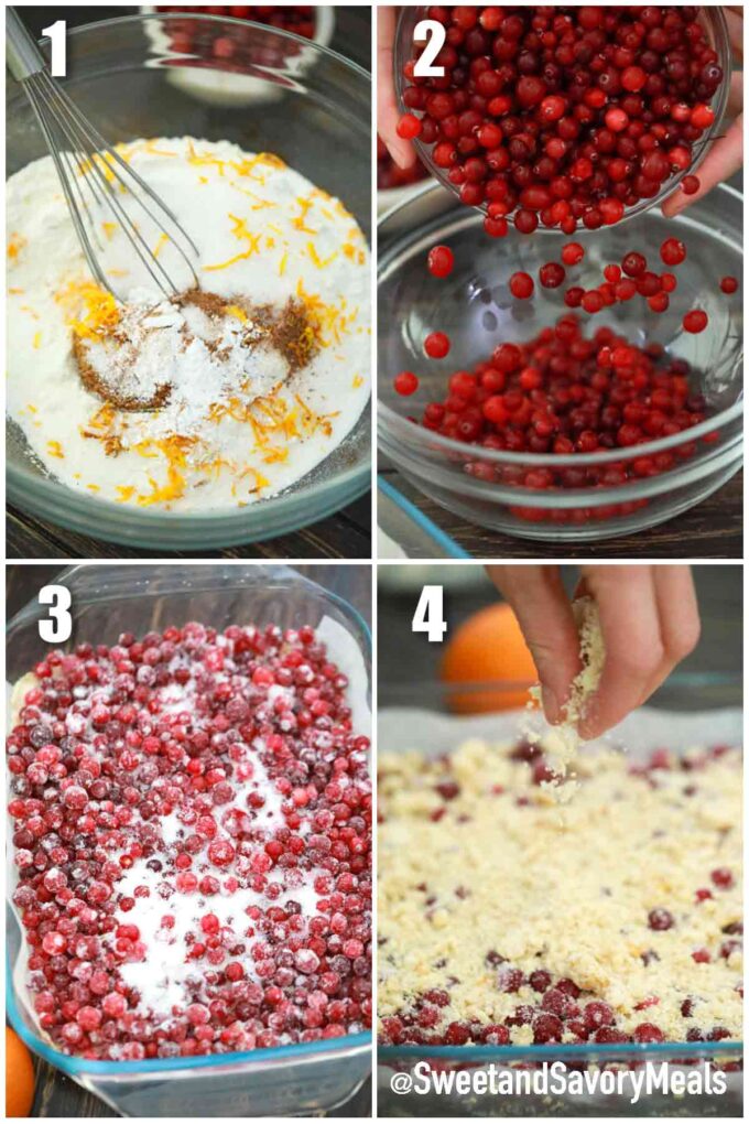 collage of photos how to make cranberry bars