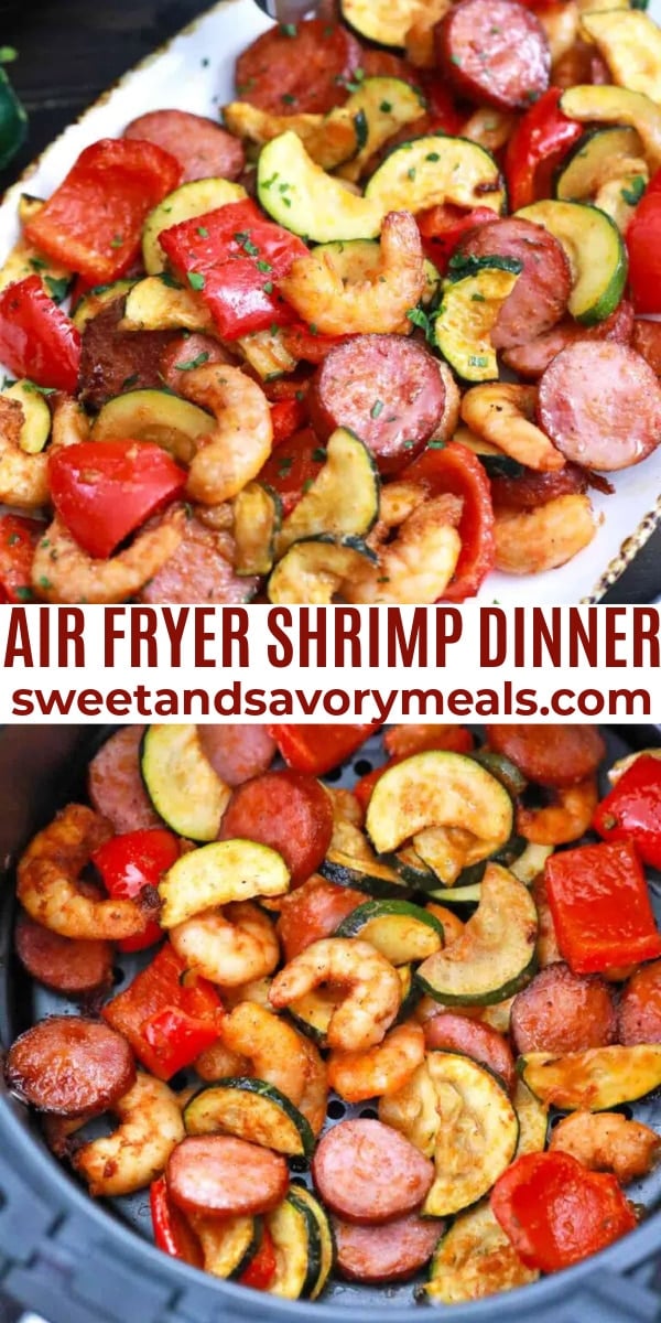 easy air fryer shrimp dinner pin