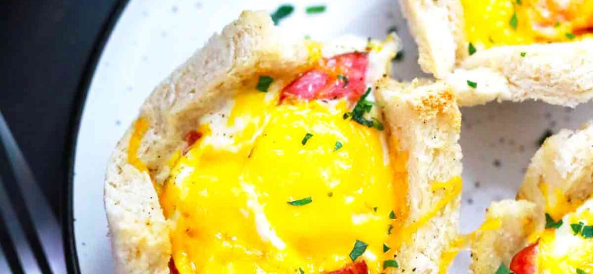 egg cups in toast bread