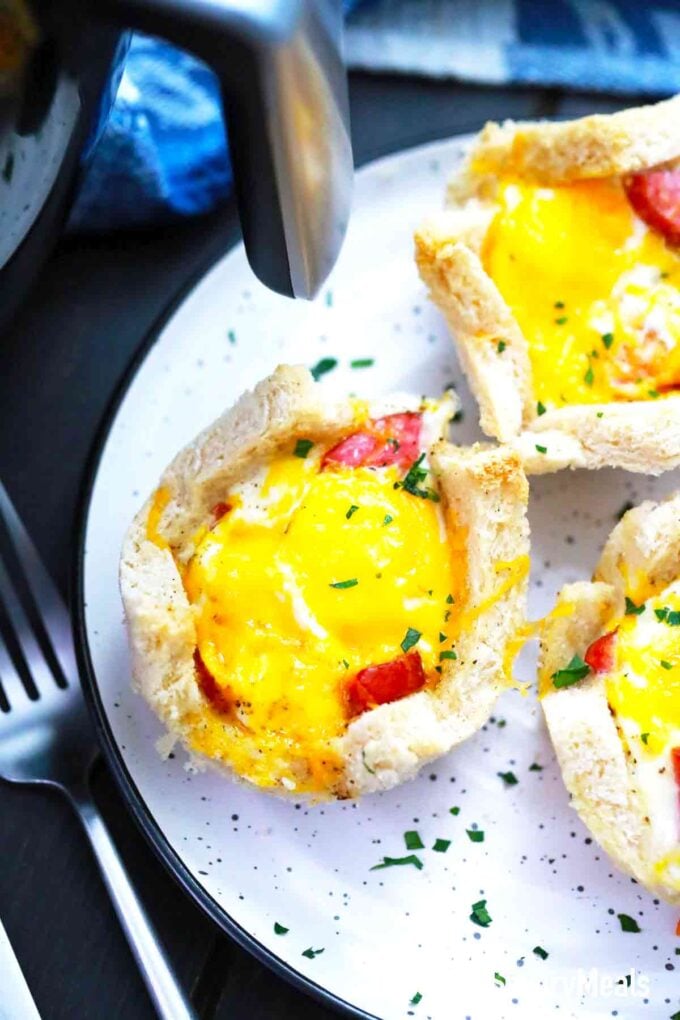 egg cups in toast bread