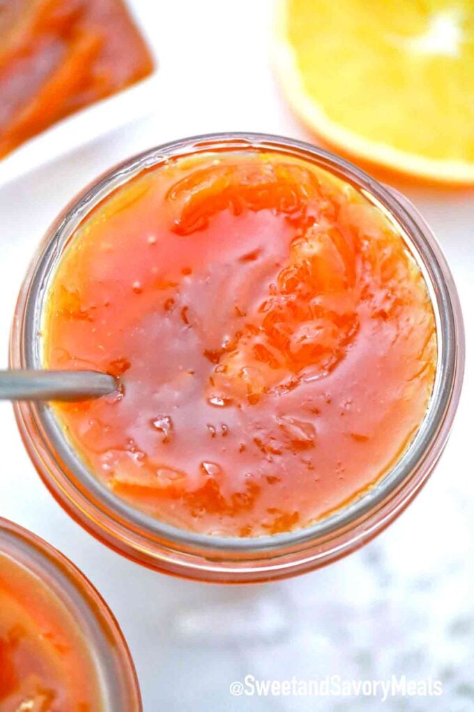 orange marmalade in a jar