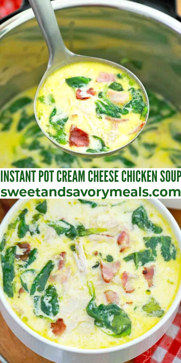 easy instant pot cream cheese chicken soup pin