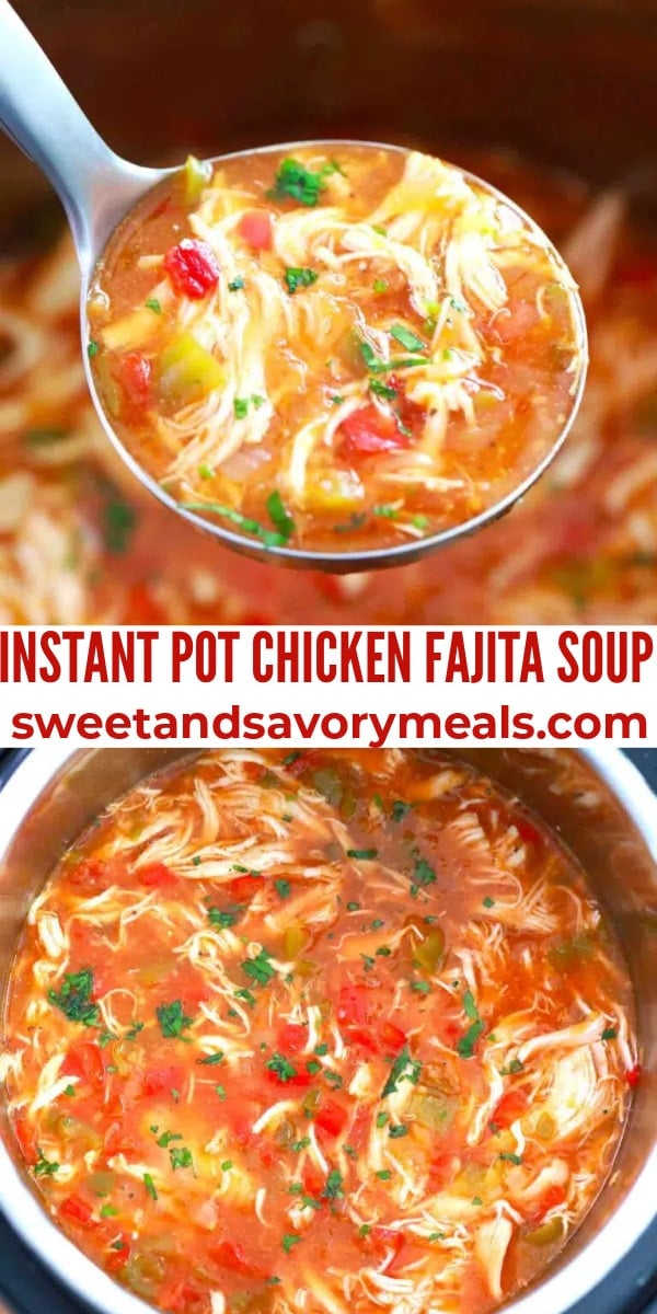 easy instant pot chicken fajita soup pin