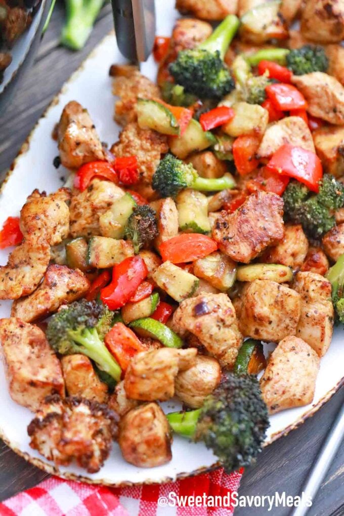 chicken and veggies on a plate