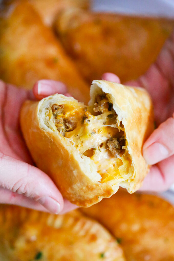 Very cheesy and juicy air fryer beef empanadas.