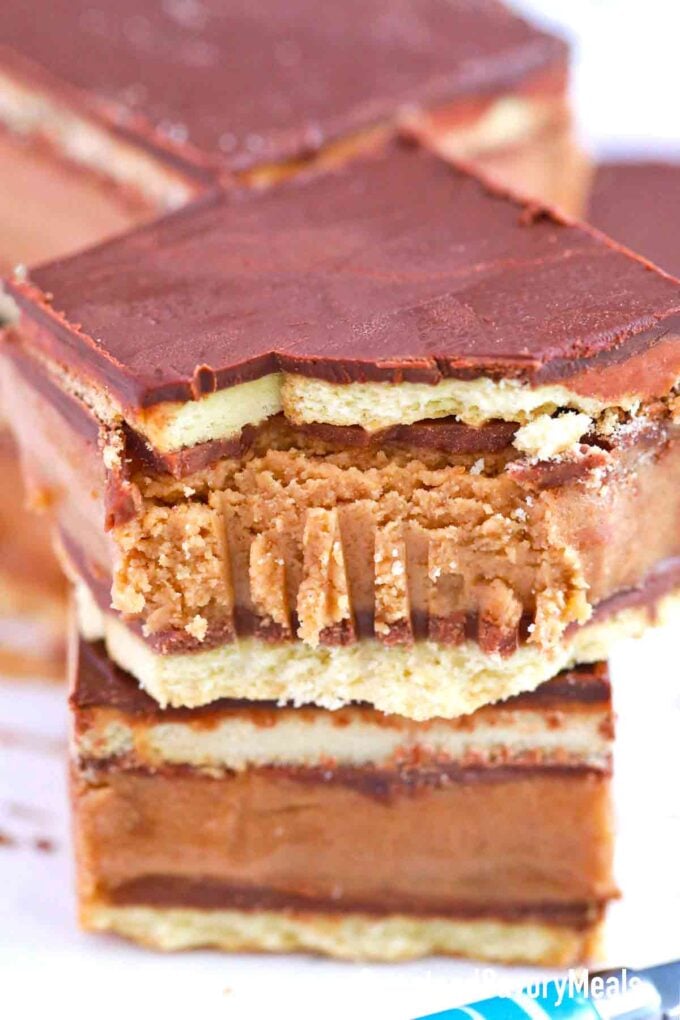 peanut butter bars with a bite