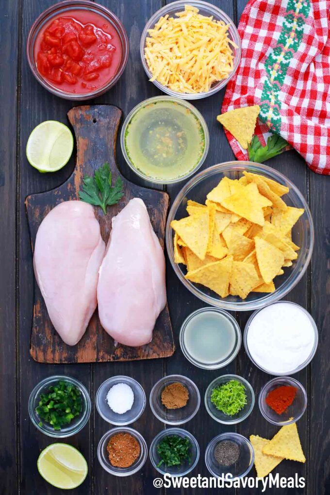 ingredients arranged on a wooden table
