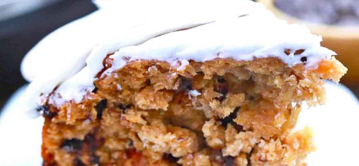 slice of glazed baked oatmeal on a plate