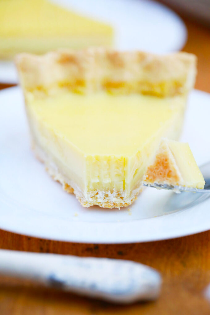 Serving a very creamy Amish custard pie.