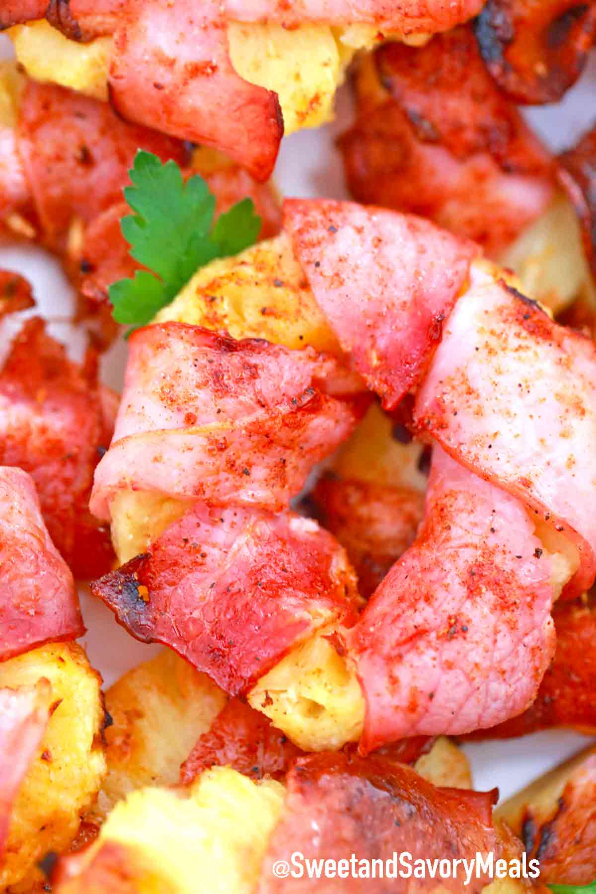 crispy bacon wrapped pineapple