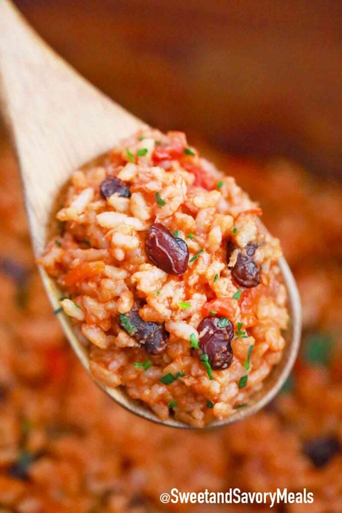 spoonful of rice and beans