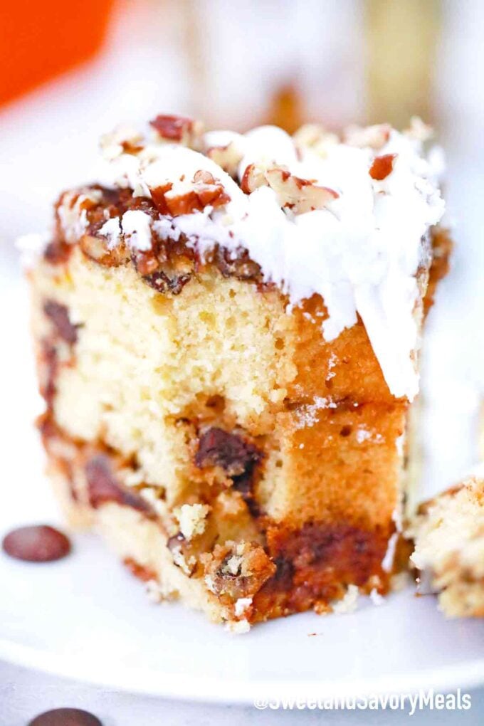 slice of coffee cake with cinnamon filling