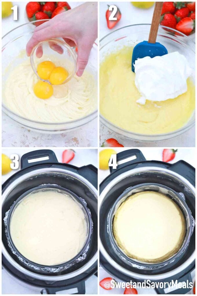 photo collage of steps how to make Japanese cheesecake