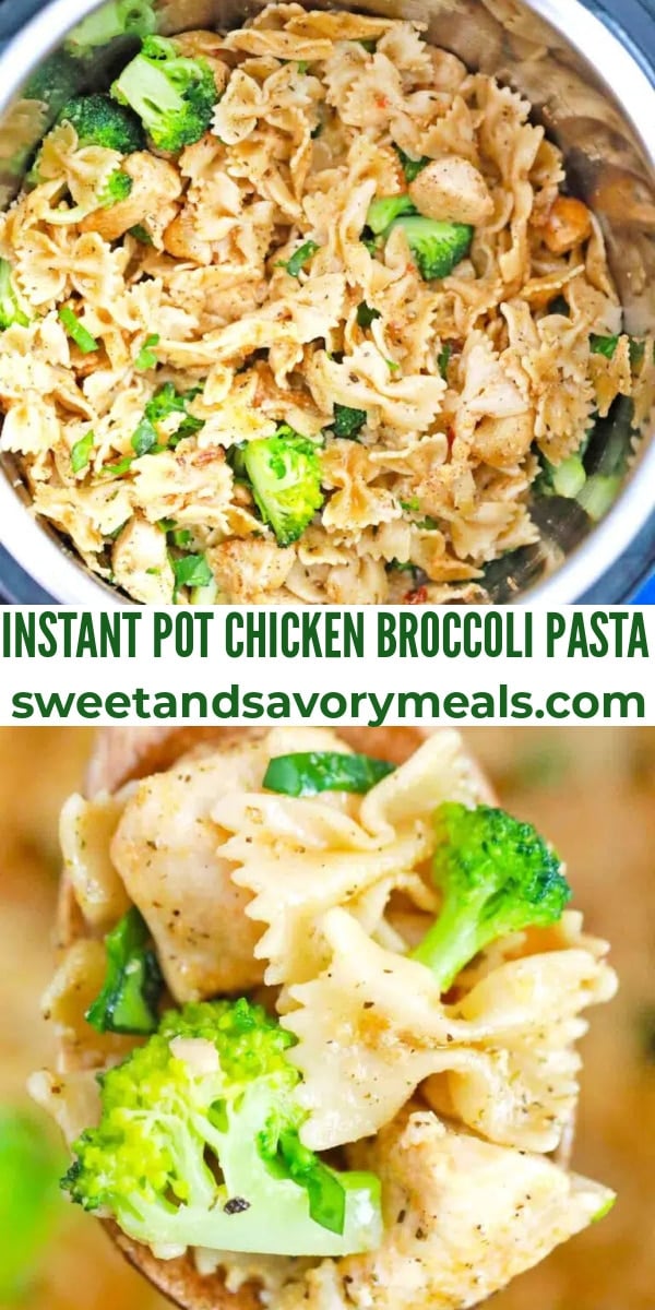 easy instant pot chicken broccoli pasta pin