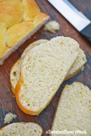 sliced challah bread