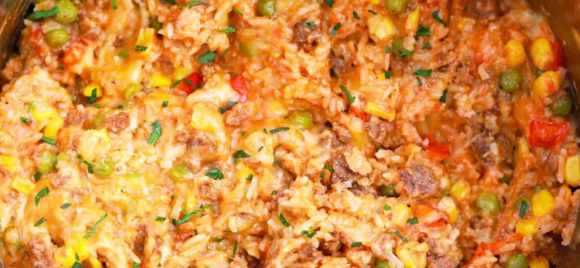 instant pot cheesy ground beef and rice