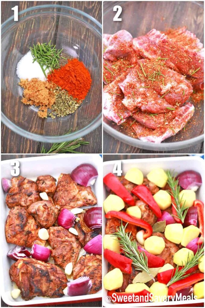 photo collage of steps how to make lamb pot roast