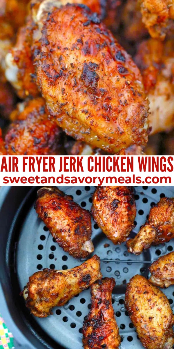 easy air fryer jerk chicken wings pin