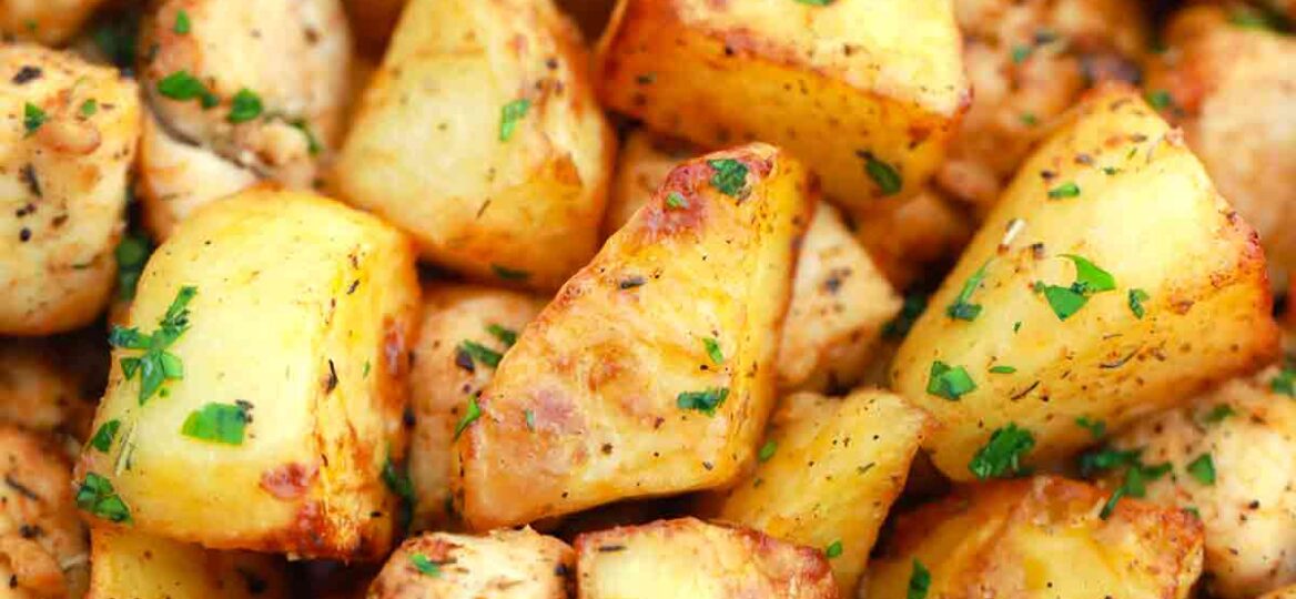 crispy chicken and potatoes