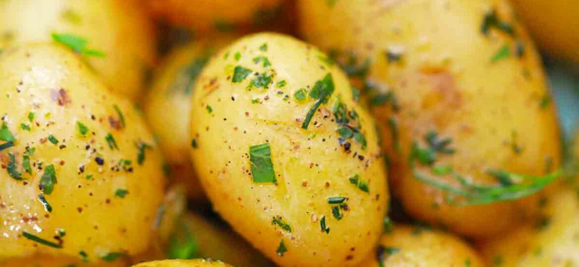 small boiled potatoes with fresh herbs