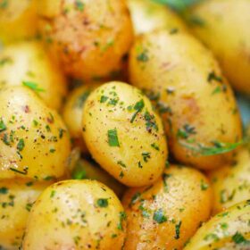 small boiled potatoes with fresh herbs