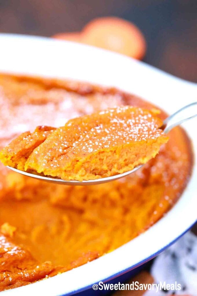 a spoonful of carrot soufflé