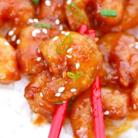 honey orange firecracker shrimp with rice