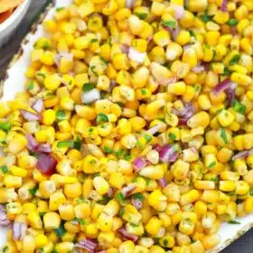 chipotle corn salsa on a serving plate