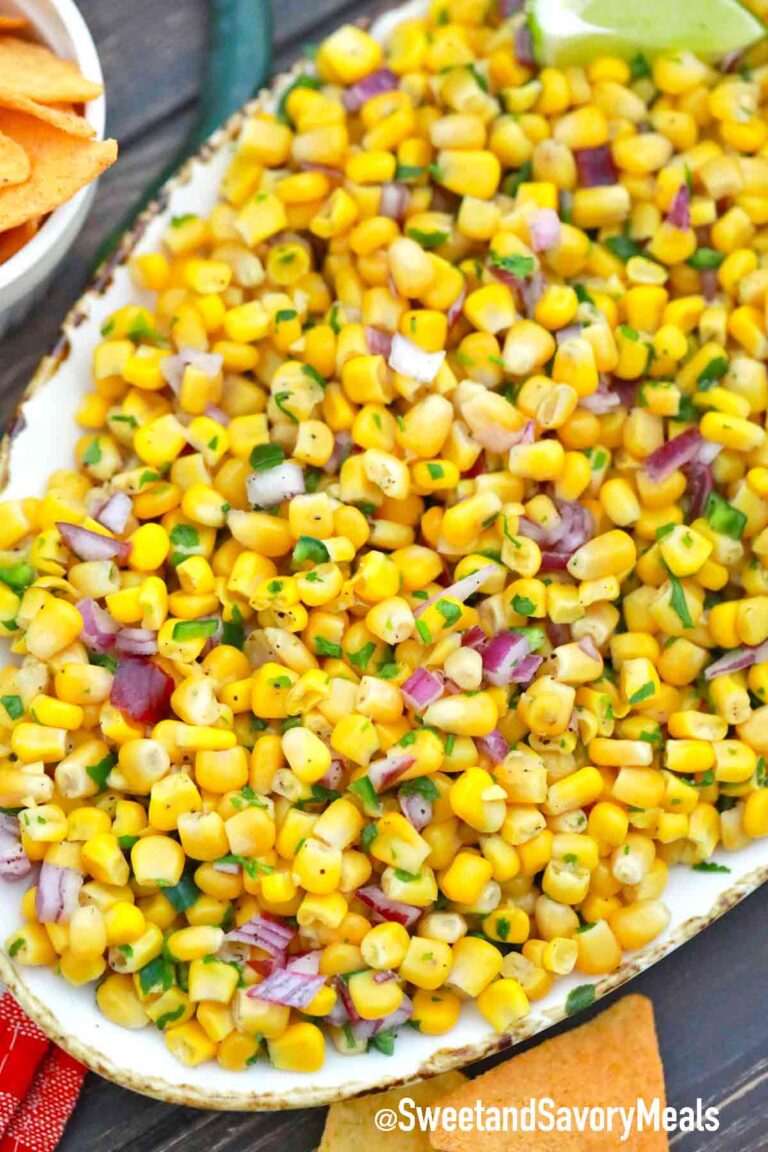 chipotle corn salsa on a serving plate