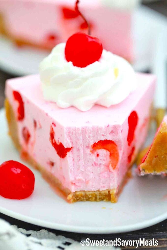 center of pink cherry pie