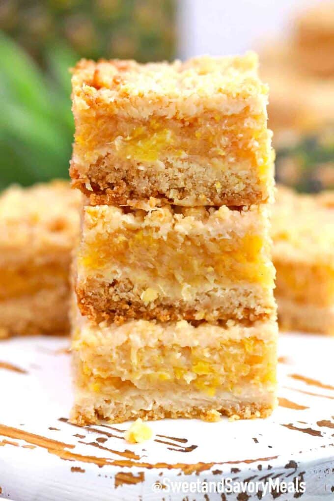 stacked pineapple crumb bars