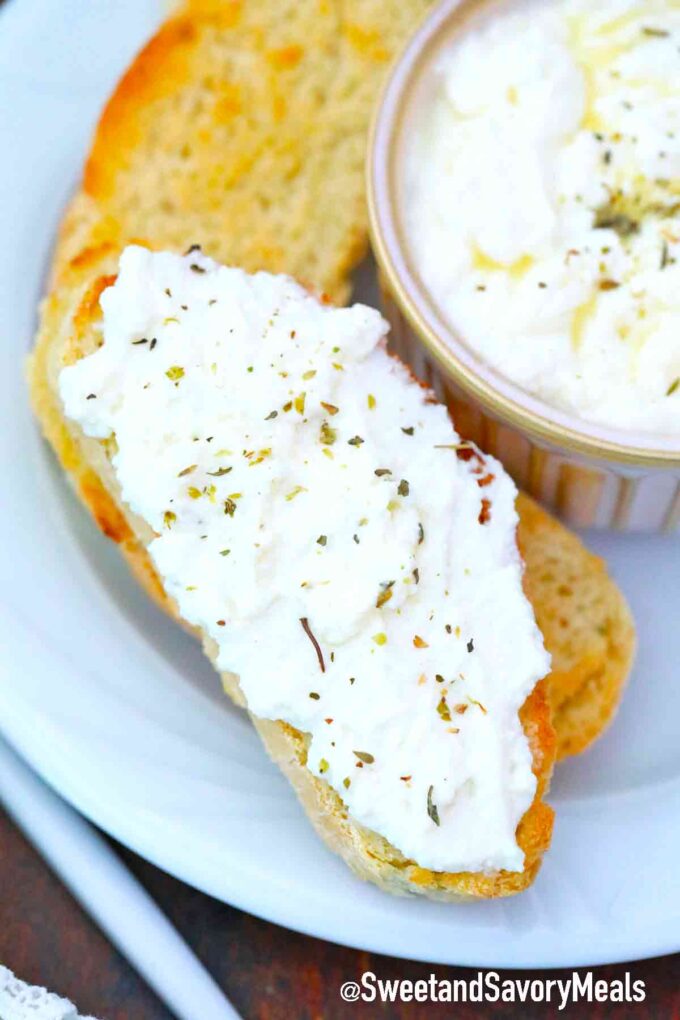 homemade instant pot ricotta served with crostini